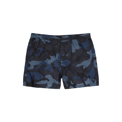 Shop Valentino Blue Camouflage-print Swim Shorts