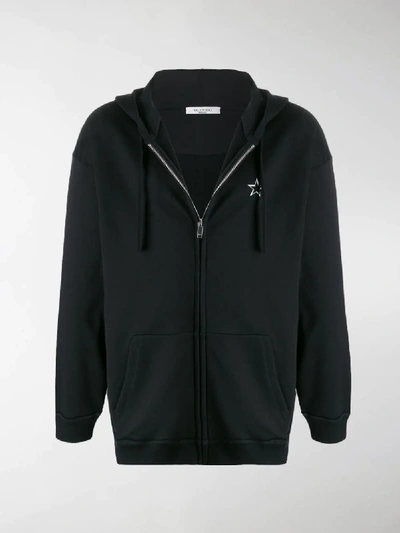 Shop Valentino Vltnstar Zipped Hooded Jacket In Black