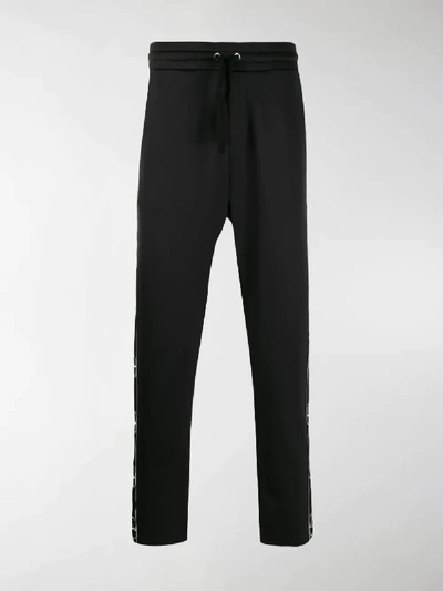 Shop Valentino Vlogo Stripe Track Trousers In Black