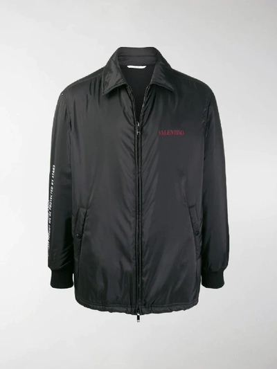 Shop Valentino Logo-print Windbreaker Jacket In Black