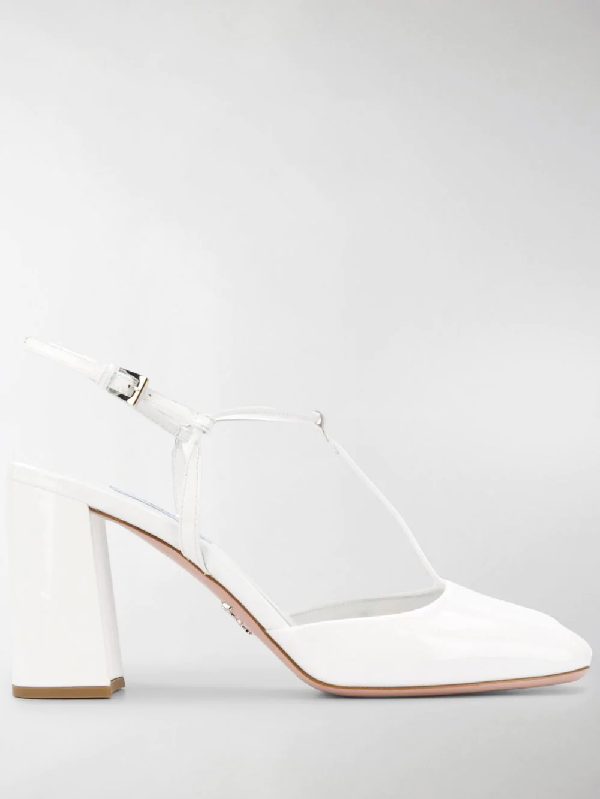 Prada Sandalen Mit T Riemen 90mm In White Modesens