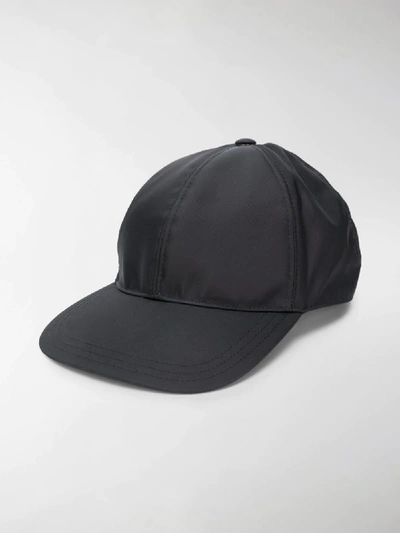Shop Prada Triangle Logo Baseball Cap In Black