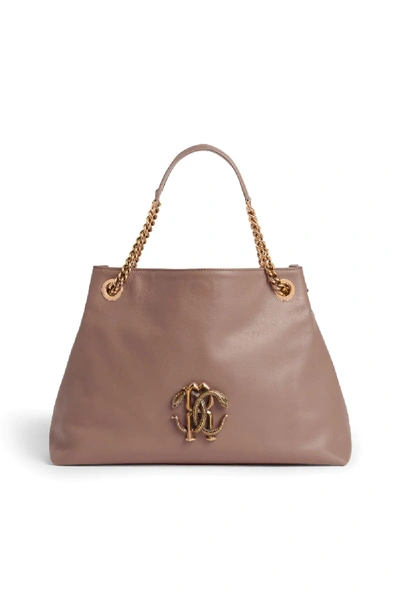 Shop Roberto Cavalli Mirror Snake Shoulder Bag In Brown