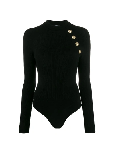 Shop Balmain Knitted Button Vest In Black