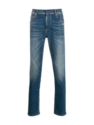 Shop Off-white Skinny Logo Jeans In Blue