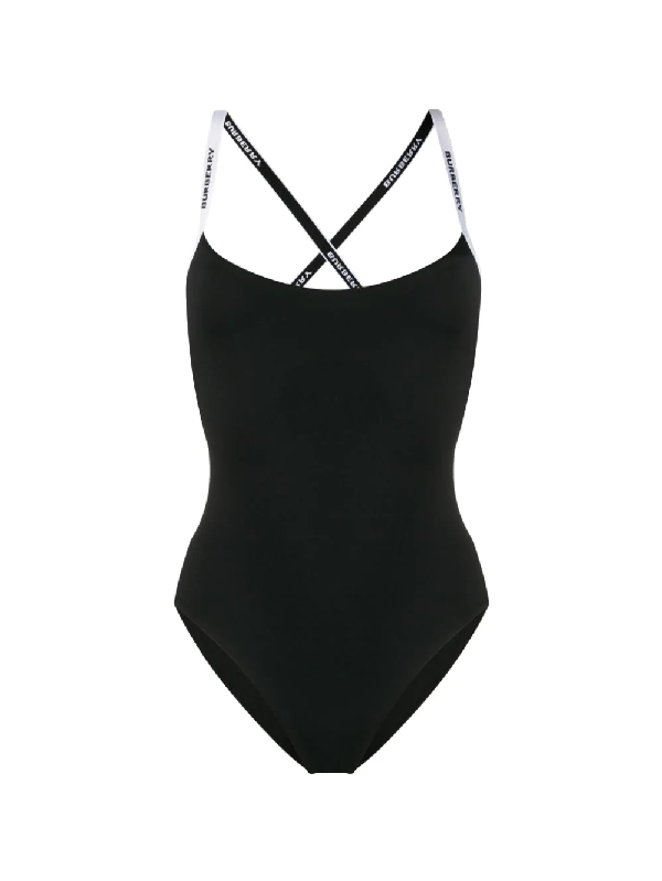 Burberry Logo Tape Swimsuit In Black | ModeSens