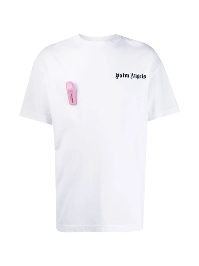 Shop Palm Angels Security Alarm Appliqué T-shirt In White