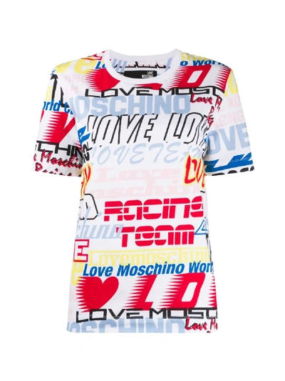 Shop Love Moschino Logo Graphic T-shirt In White