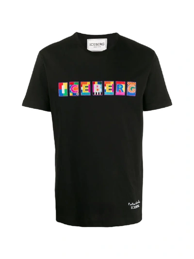 Iceberg X Peter Blake T-shirt With Multicolor Logo Patch In Black