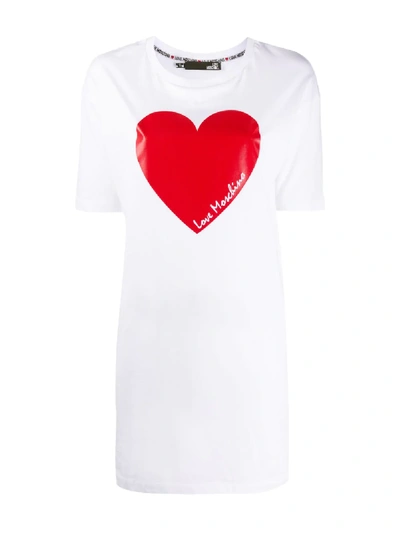 Shop Love Moschino Heart Print T-shirt Dress In White