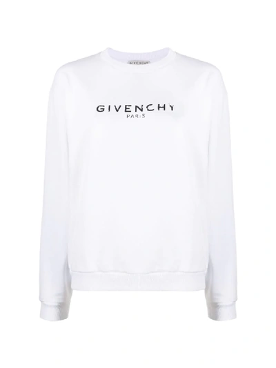 Shop Givenchy Cotton Logo Sweater In White