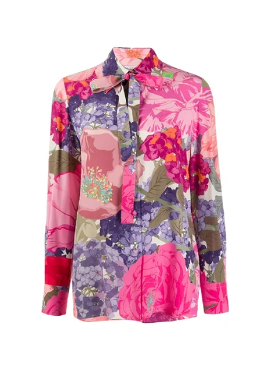 Shop Valentino Floral Print Shirt In Pink