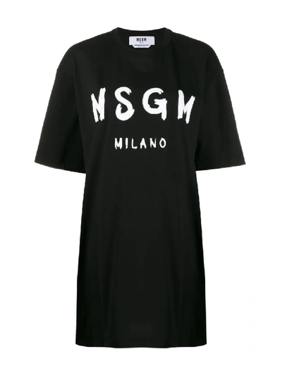 Shop Msgm Logo Oversized T-shirt In Black