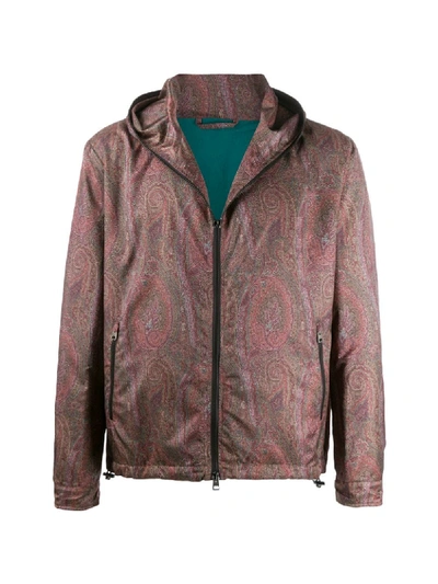Shop Etro Hooded Paisley Pattern Jacket In Red
