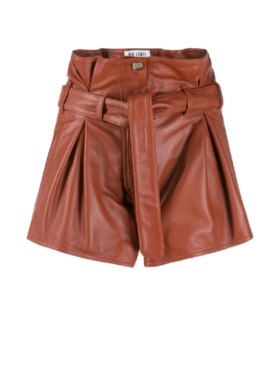 Shop Attico Pleated Shorts In Brown