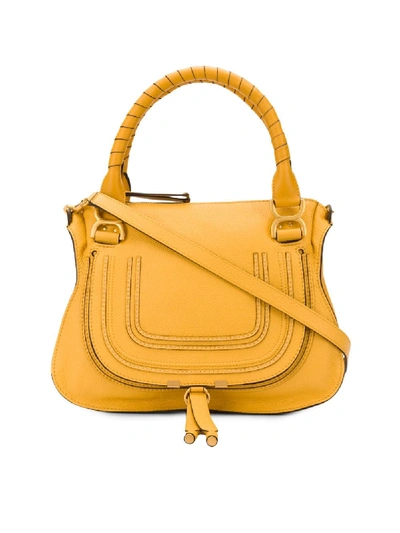Shop Chloé Marcie Leather Tote In Yellow