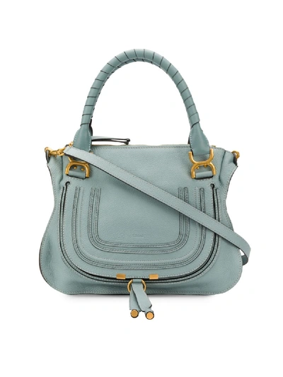 Shop Chloé Marcie Leather Tote In Blue