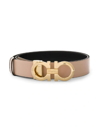 Shop Ferragamo Gancini Reversible Belt In Neutrals