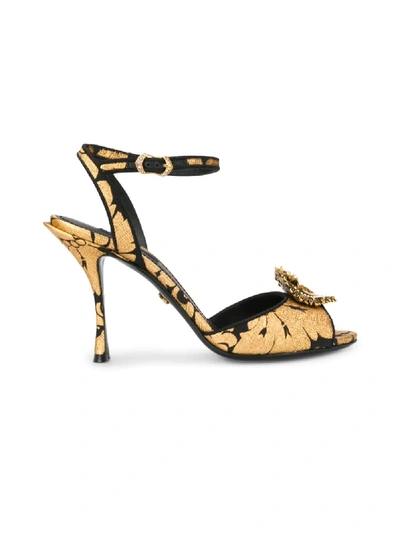 Shop Dolce & Gabbana Baroque 95 Sandals In Gold