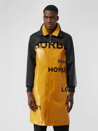 Shop Burberry Track Top Panel Horseferry Print Car Coat In Yellow