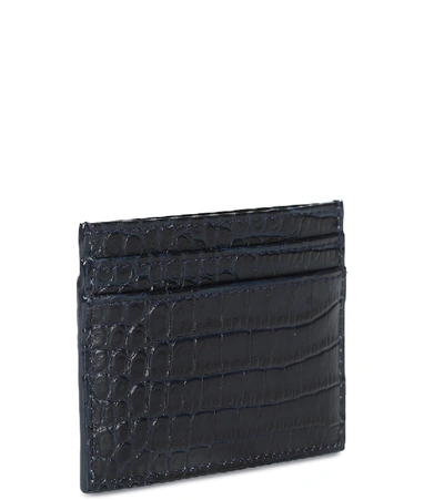 Shop Jimmy Choo Umika Croc-effect Leather Card Case In Blue