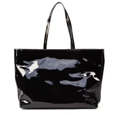 Shop Versace Black Patent Tote With  Jeans Couture Logo
