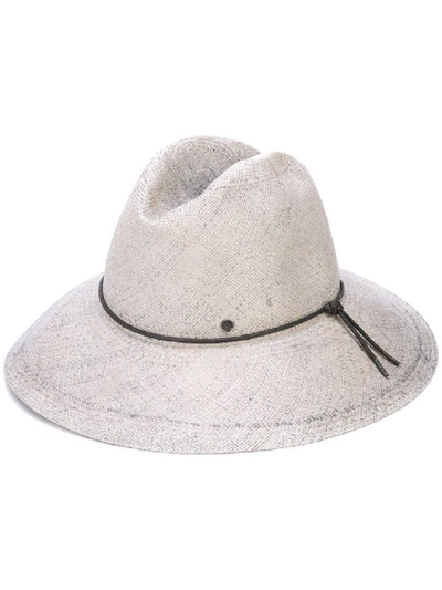 Shop Maison Michel Kate Bleached Straw Grey Hat In White