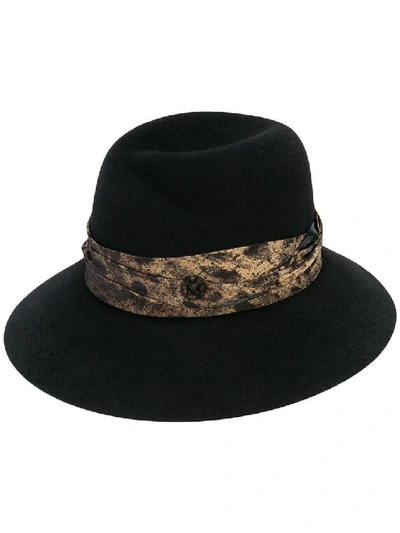 Shop Maison Michel Rose Varnish Fedora Hat In Black