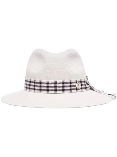 Shop Maison Michel Henrietta Check-ribbon Hat In White