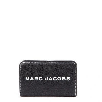Shop Marc Jacobs Compact Black Textured Leather Wallet