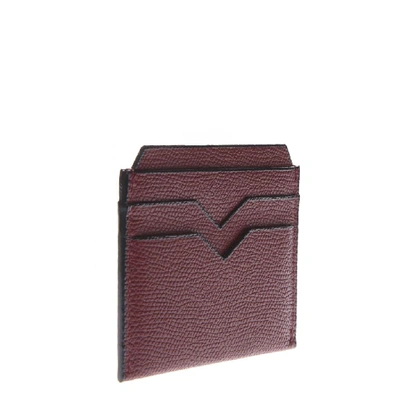 Shop Valextra Bordeaux Cardholder In Pebbled Leather Texture In Black