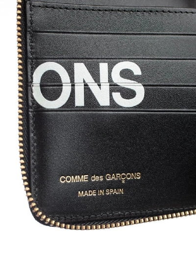 Shop Comme Des Garçons Logo Print Zip Wallet In Black