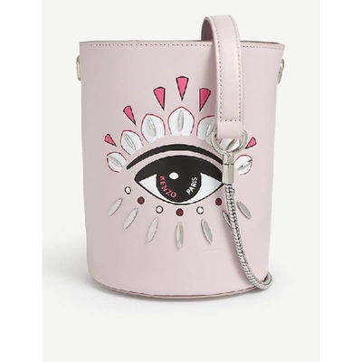 Shop Kenzo Evil Eye Leather Bucket Bag In Pastel Pink