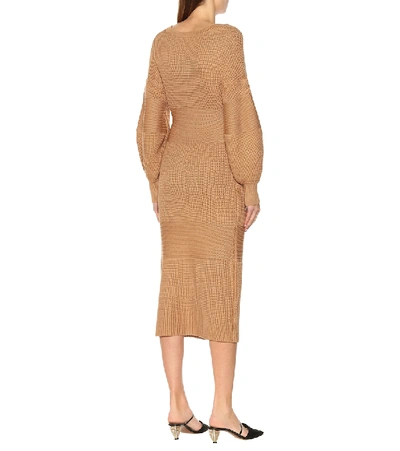 Shop Staud Carnation Knit Midi Dress In Brown