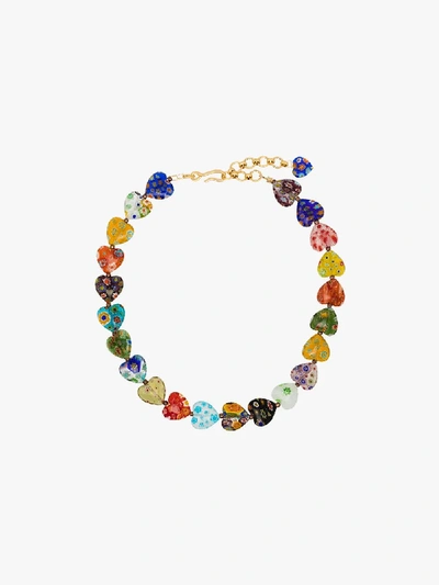 Shop Brinker & Eliza Multicoloured Higher Love Necklace In Gold
