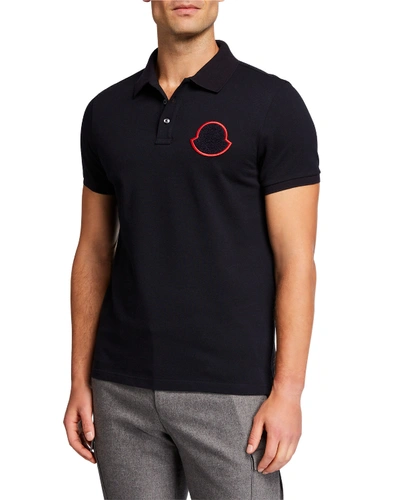 Shop Moncler Men's Logo-patch Polo Shirt In Navy