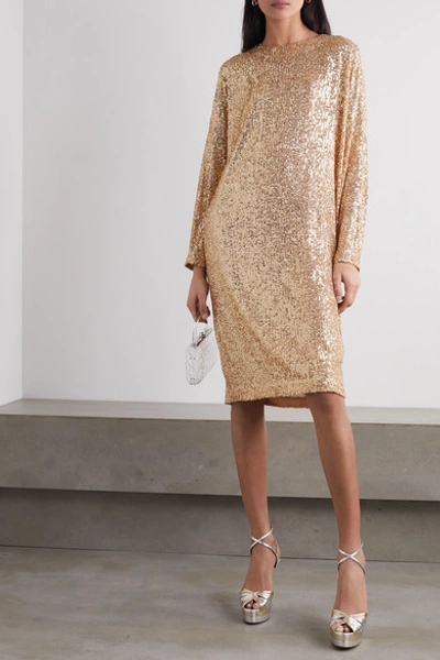 Shop In The Mood For Love Elisa Sequined Tulle Dress In Gold