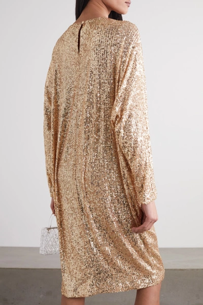 Shop In The Mood For Love Elisa Sequined Tulle Dress In Gold