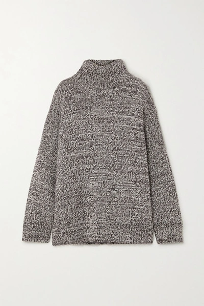 Shop Co Oversized Mélange Merino Wool Turtleneck Sweater In Light Brown