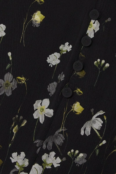 Shop Erdem Concetta Tiered Floral-print Silk-chiffon Mini Dress In Black
