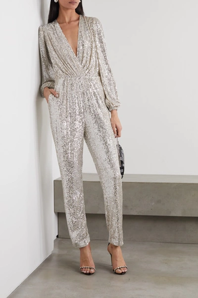Shop In The Mood For Love Björk Sequined Tulle Jumpsuit In Silver