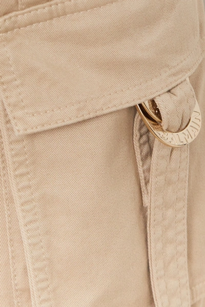 Shop Balmain Cotton-blend Drill Shorts In Beige