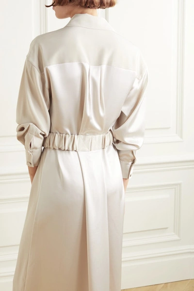 Shop Co Belted Satin And Crepe Midi Dress In White