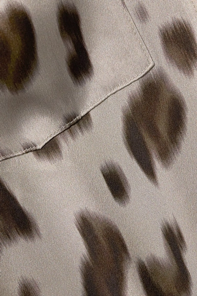 Shop Anine Bing Vivienne Leopard-print Silk-satin Shirt In Leopard Print