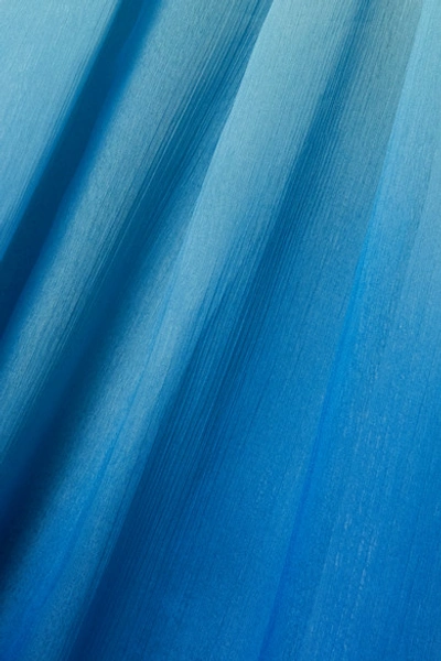 Shop Jonathan Simkhai Fringed Ombré Crinkled Chiffon Halterneck Maxi Dress In Sky Blue