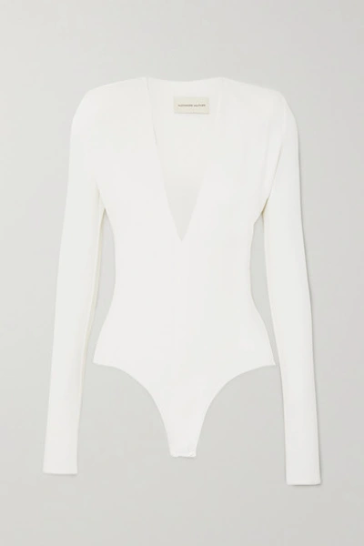 Shop Alexandre Vauthier Stretch-jersey Bodysuit In White