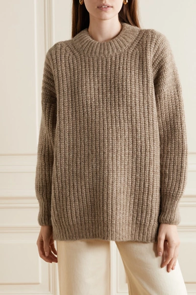 Shop Lauren Manoogian Fisherwoman Ribbed Alpaca And Organic Cotton-blend Sweater In Camel