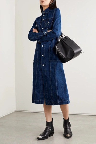 Shop Helmut Lang Denim Coat In Mid Denim