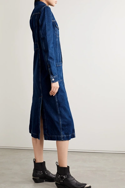 Shop Helmut Lang Denim Coat In Mid Denim