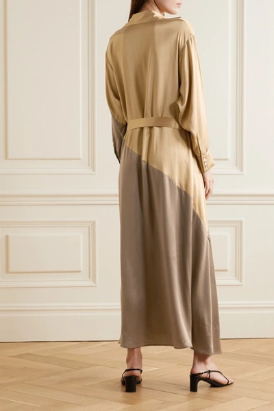 Shop Asceno Net Sustain Santana Oversized Two-tone Silk-satin Maxi Dress In Gold